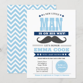 Little Man Mustache Bash Boy Baby shower Kaart