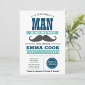 Little Man Mustache Bash Boy Baby shower Kaart (Staand voorkant)