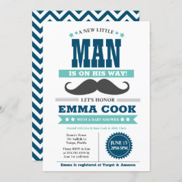 Little Man Mustache Bash Boy Baby shower Kaart