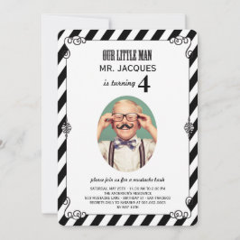 Little Man Mustache Bash Boy Birthday Party Invite Kaart