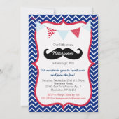 Little Man Mustache Bash First Birthday Invitation Kaart (Achterkant)