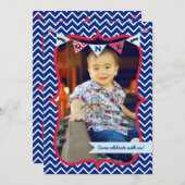 Little Man Mustache Bash First Birthday Invitation Kaart (Voorkant / Achterkant)