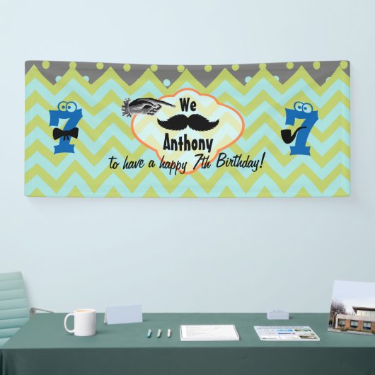Little Man Mustache Birthday Party any Leage Spandoek (Beurs)