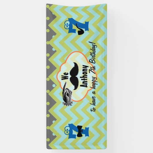 Little Man Mustache Birthday Party any Leage Spandoek (Verticaal)