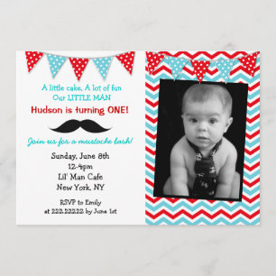 Little Man Mustache Birthday Party Kaart