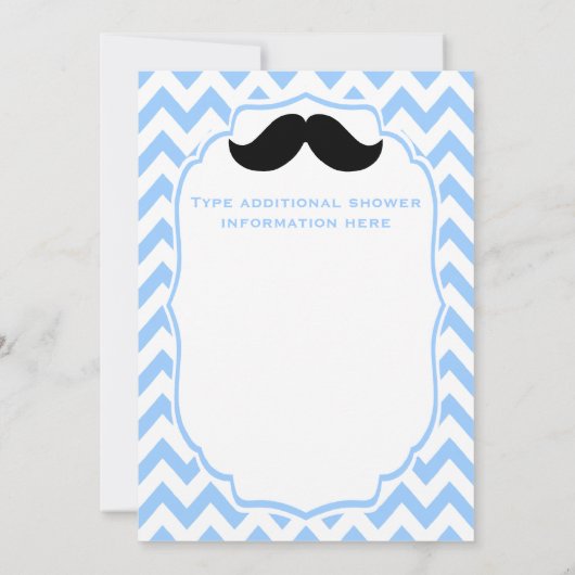 Little Man Mustache chevron Baby shower suitnodigi Kaart (Achterkant)
