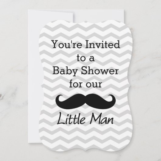 Little Man Mustache Chevron Cute Boys Baby shower Kaart (Voorkant)