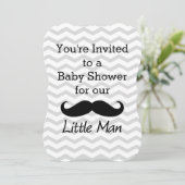 Little Man Mustache Chevron Cute Boys Baby shower Kaart (Staand voorkant)