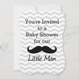 Little Man Mustache Chevron Cute Boys Baby shower Kaart