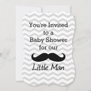 Little Man Mustache Chevron Cute Boys Baby shower Kaart