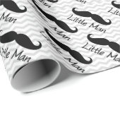 Little Man Mustache Chevron Cute Boys Cadeaupapier (Rol Hoek)