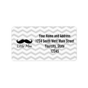 Little Man Mustache Chevron Cute Boys Etiket