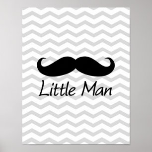 Little Man Mustache Chevron Cute Boys Poster