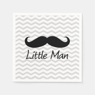 Little Man Mustache Chevron Cute Boys Servetten