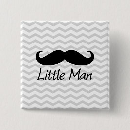 Little Man Mustache Chevron Cute Boys Vierkante Button 5,1 Cm