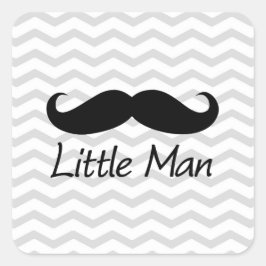 Little Man Mustache Chevron Cute Boys Vierkante Sticker