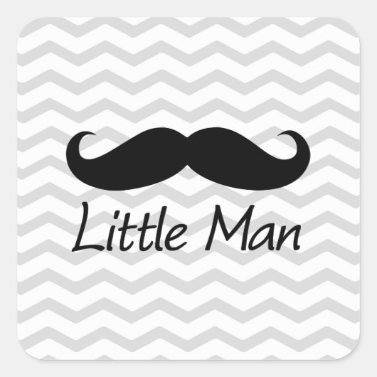 Little Man Mustache Chevron Cute Boys Vierkante Sticker (Voorkant)