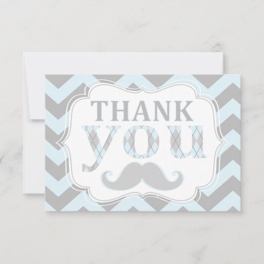 Little Man Mustache Chevron Print Dank je Bedankkaart (Voorkant)