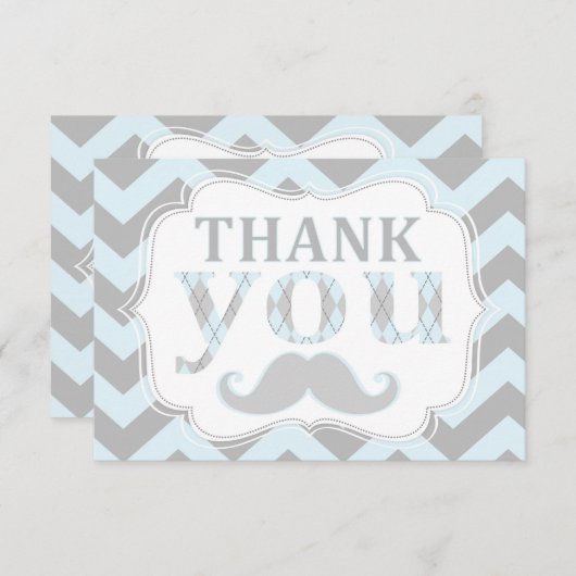 Little Man Mustache Chevron Print Dank je Bedankkaart (Voorkant / Achterkant)