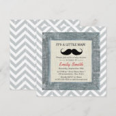 Little Man Mustache Chevron Stripes Baby shower Kaart (Voorkant / Achterkant)