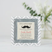 Little Man Mustache Chevron Stripes Baby shower Kaart (Staand voorkant)