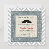 Little Man Mustache Chevron Stripes Baby shower Kaart (Voorkant)