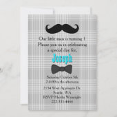 Little Man Mustache First Birthday Invitation Kaart (Voorkant)
