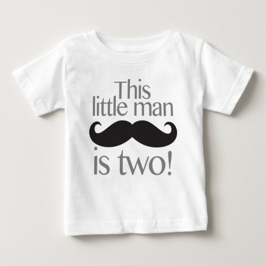 Little Man Mustache Verjaardag Shirt Grijs & Zwart (Voorkant)