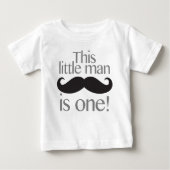 Little Man Mustache Verjaardag Shirt Grijs & Zwart (Voorkant)
