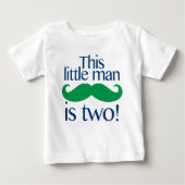 Little Man Mustache Verjaardag Shirt Navy & Green (Voorkant)