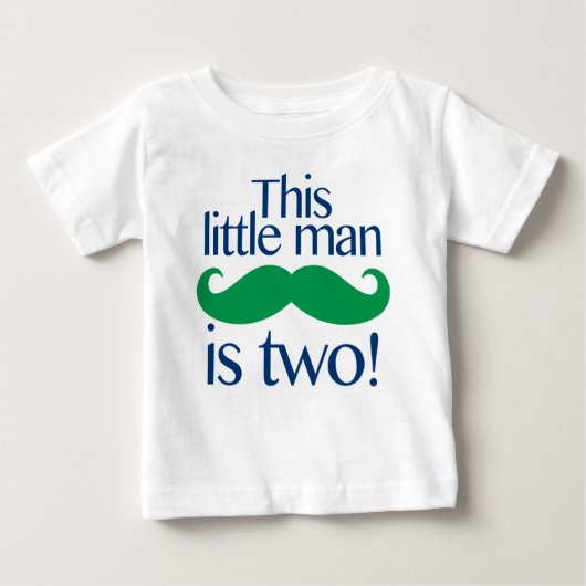 Little Man Mustache Verjaardag Shirt Navy & Green (Voorkant)