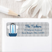 Little Man Navy Blue Grey Baby shower Address Etiket (Insitu)