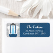 Little Man Navy Blue Grey Baby shower Address Etiket (Insitu)