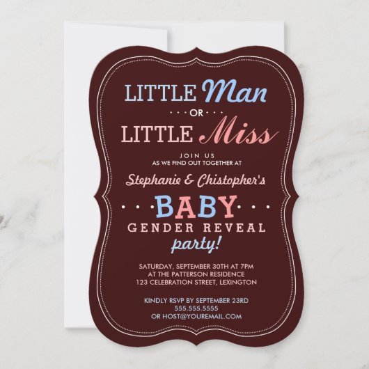 Little Man of Little Miss Baby Gender onthulling P Kaart (Voorkant)