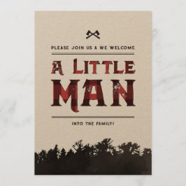 Little Man Plaid Woodland Couples Douche Uitnodige Kaart