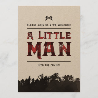 Little Man Plaid Woodland Couples Douche Uitnodige Kaart