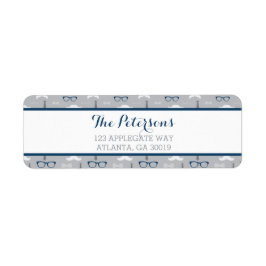 Little Man retouradres label, marineblauw, grijs Etiket