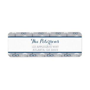 Little Man retouradres label, marineblauw, grijs Etiket