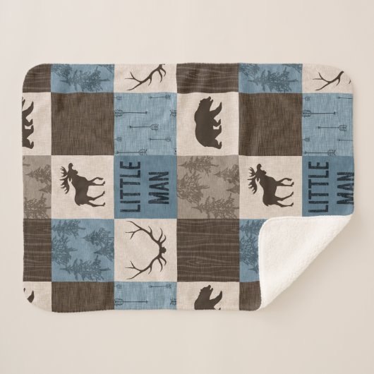 Little Man Rustic Minky Sherpa Blanket Deken (Voorkant (horizontaal))