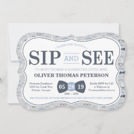 Little Man Sip and See Baby shower Invitation Kaart