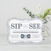 Little Man Sip and See Baby shower Invitation Kaart (Staand voorkant)