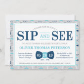 Little Man Sip and See Baby shower Invitation Kaart (Voorkant)