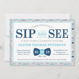 Little Man Sip and See Baby shower Invitation Kaart