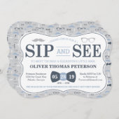 Little Man Sip and See Baby shower Invitation Kaart (Voorkant / Achterkant)