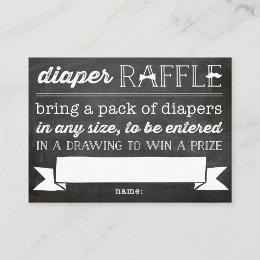 Little Man Snor Krijtbord Luier Raffle Kaart (Voorkant)