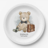 Little Man Teddy Bear Funny Boy Baby shower Papieren Bordje (Voorkant)