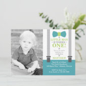 Little Man verjaardagsfeestje met foto Kaart (Staand voorkant)