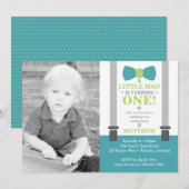 Little Man verjaardagsfeestje met foto Kaart (Voorkant / Achterkant)