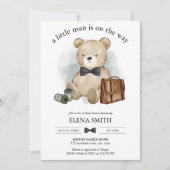 Little Man Way Teddy Bear Tux Bow Stropdas Baby sh Kaart (Voorkant)