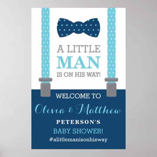 Little Man Welcome Sign. Poster, Baby shower Poster (Voorkant)